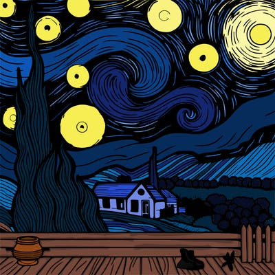 van gogh starry night painting with love