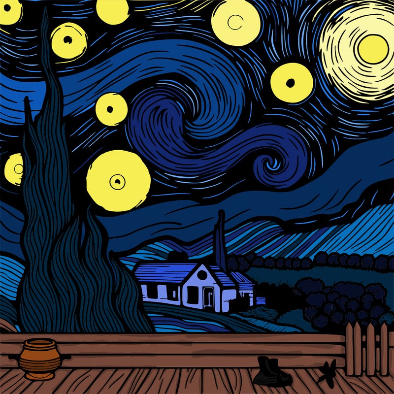 van gogh starry night painting with love