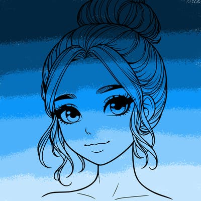 realistic pretty girl with hair in bun