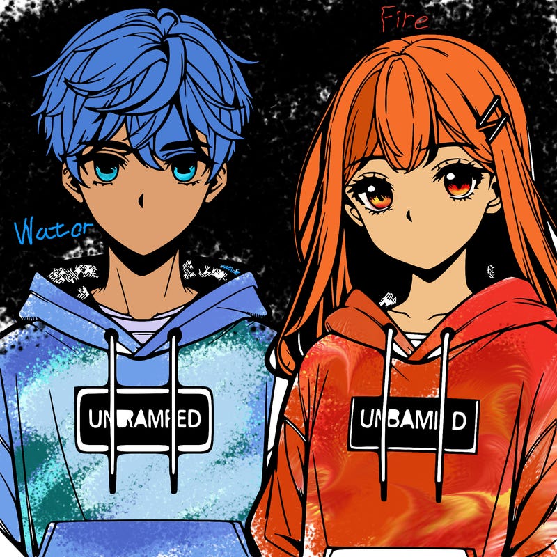 manga guy and girl wearing nike hoodies