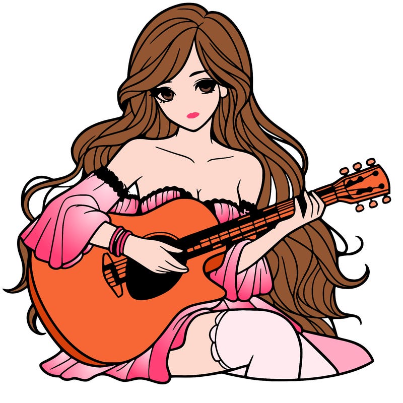 beautiful girl playing the guitar