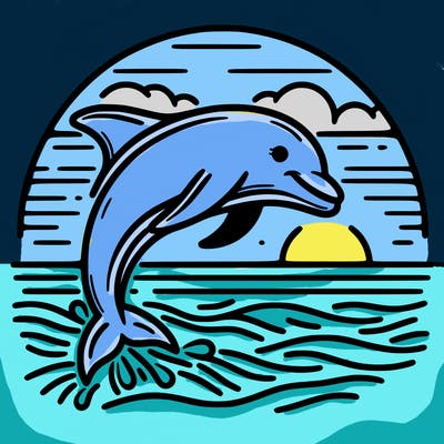 dolphin in a sunset