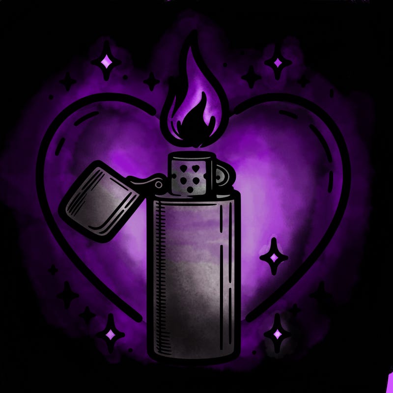 lighter but the fire is in heart shape