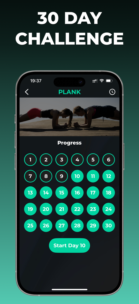 Plank Workout 30 day challenge - Health & Fitness App | MWM