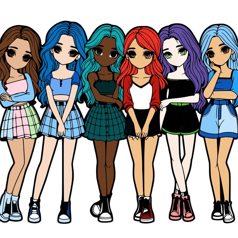 a group of girls realistic