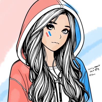 realistic girl with hoodie