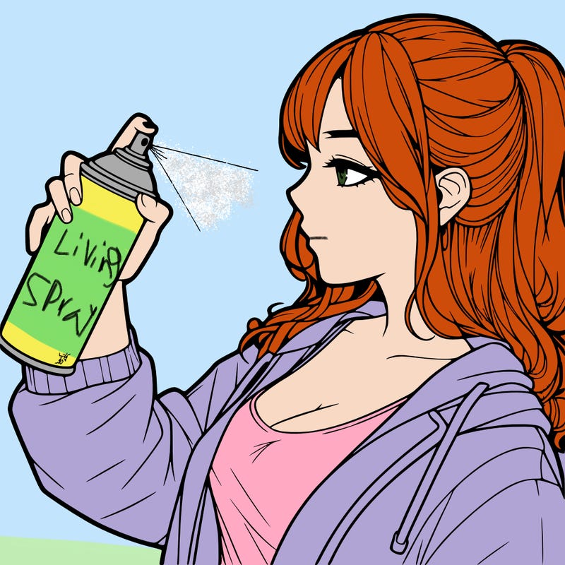 a realistic girl spray, painting