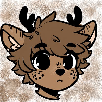 a humanoid deer with soft fluffy ears