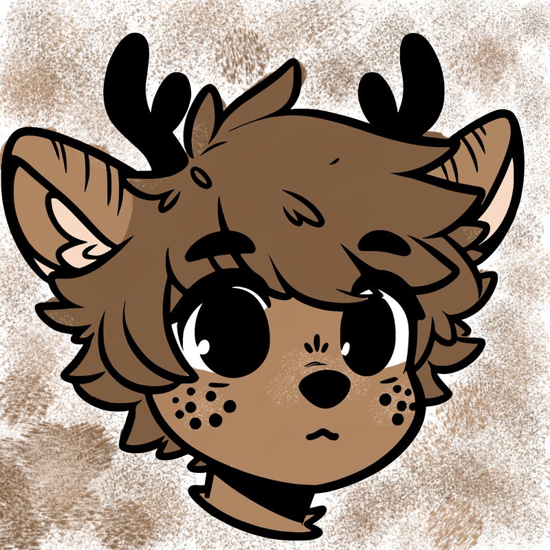 a humanoid deer with soft fluffy ears
