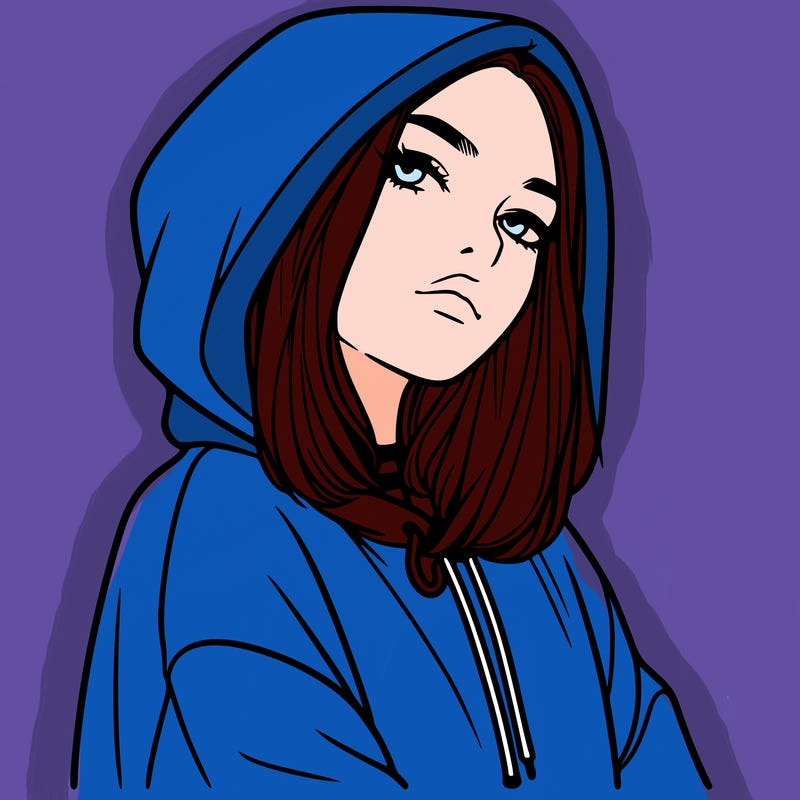 a realistic girl in a hoodie