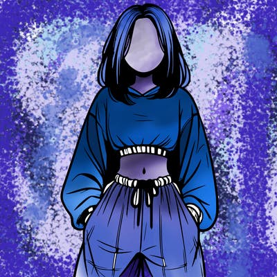 realistic girl faceless with baggy pants and a crop top