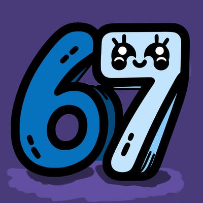 the numbers 67