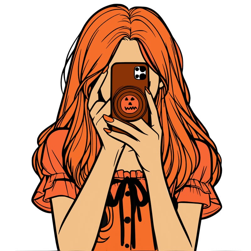 a realistic girl holding her phone taking pictures