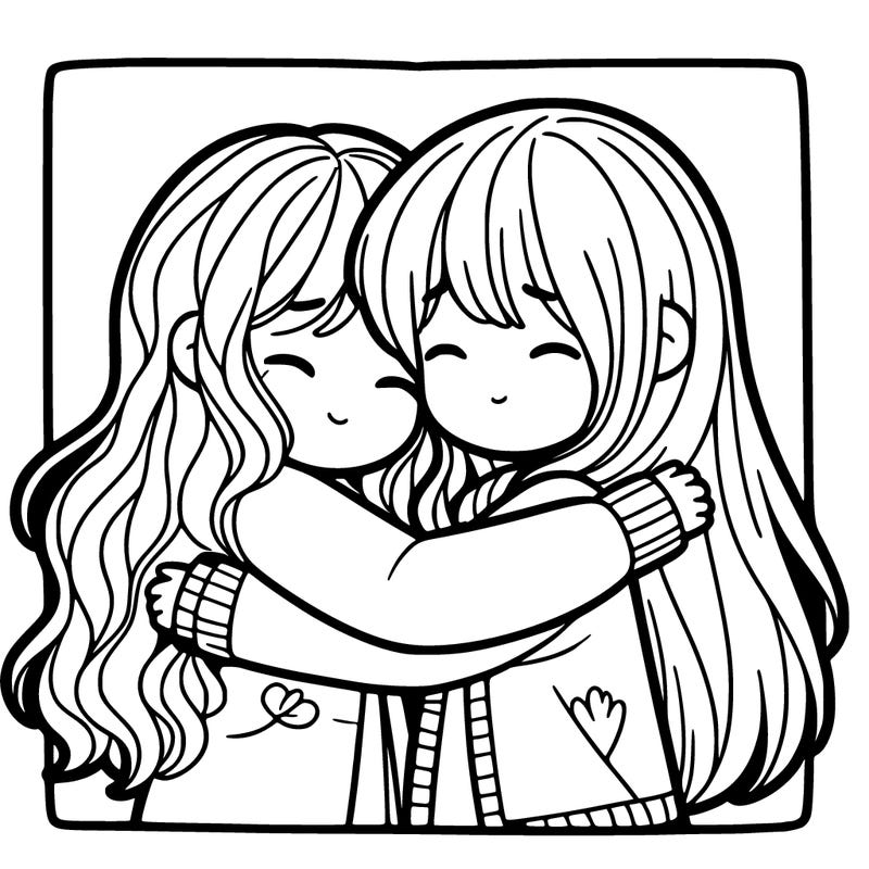 two girls hugging
