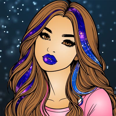 realistic girl with hair on her hair and lips