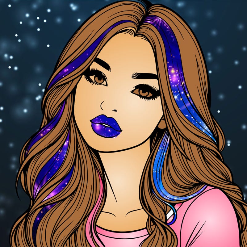 realistic girl with hair on her hair and lips