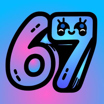 the numbers 67
