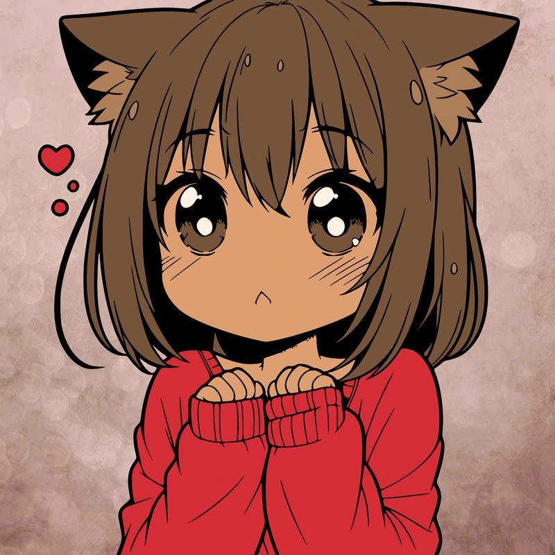 shy anime catgirl