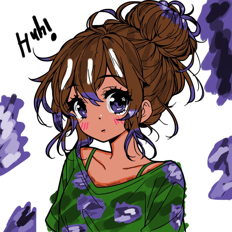 a beautiful anime girl with a messy bun
