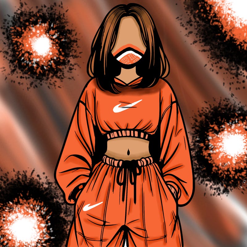 realistic girl faceless with baggy pants and a crop top