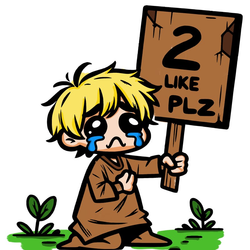 small poor toddler crying with sign that says 2 like plz