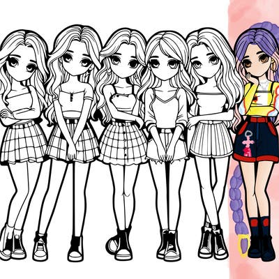 a group of girls realistic