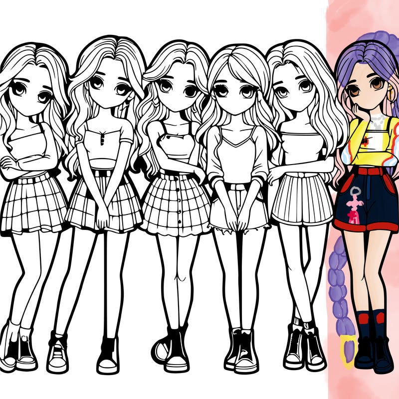 a group of girls realistic