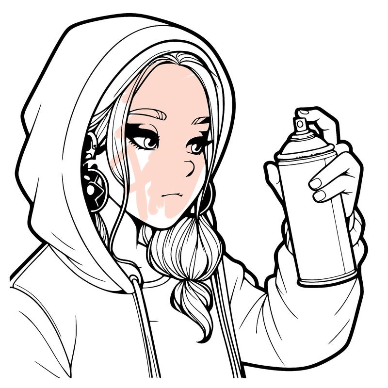 a realistic girl, spray painting