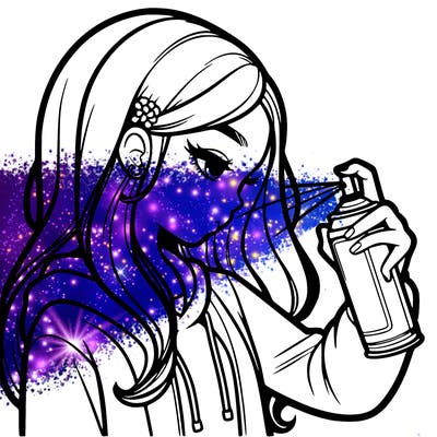 a realistic girl spray painting