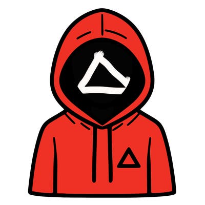 a person with non face waering a hoodie with a small triangle symbol