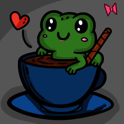 cute frog in a tea cup