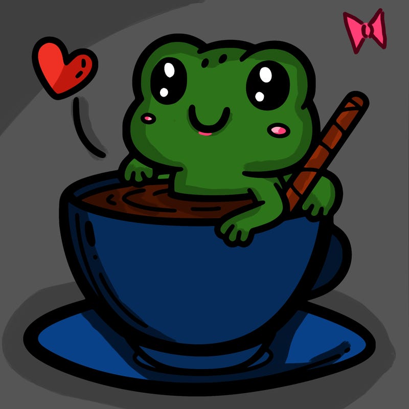 cute frog in a tea cup