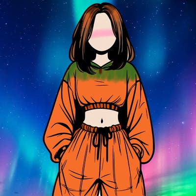 realistic girl faceless with baggy pants and a crop top