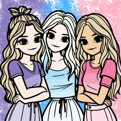 three girls together realistic