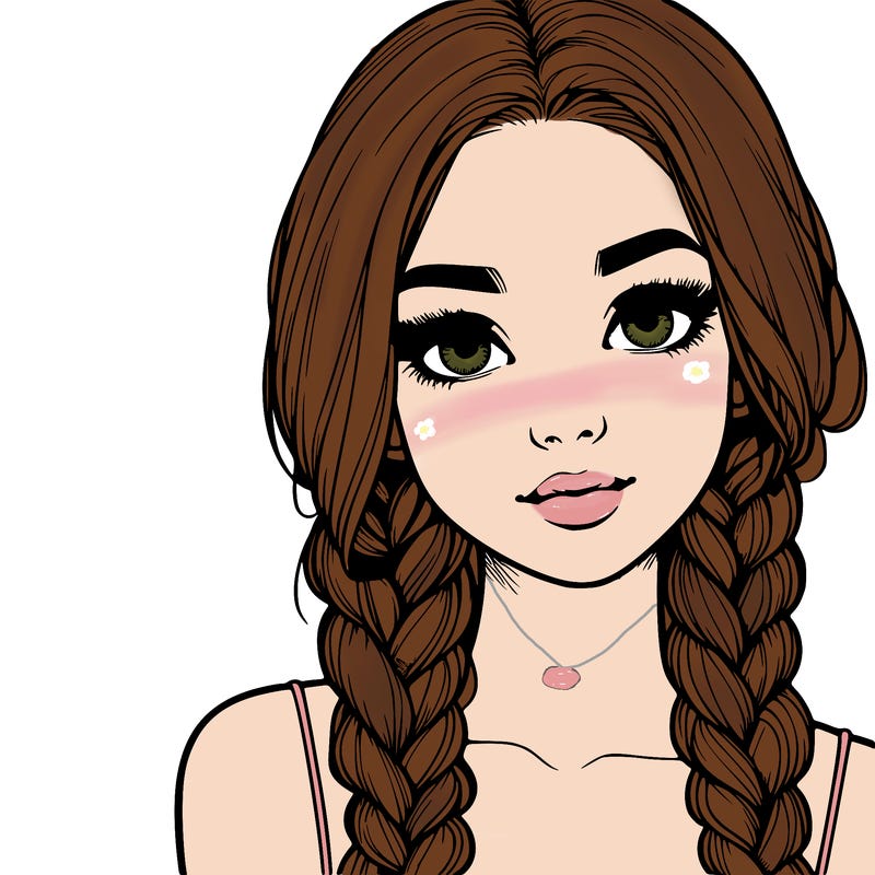 realistic girl with braids