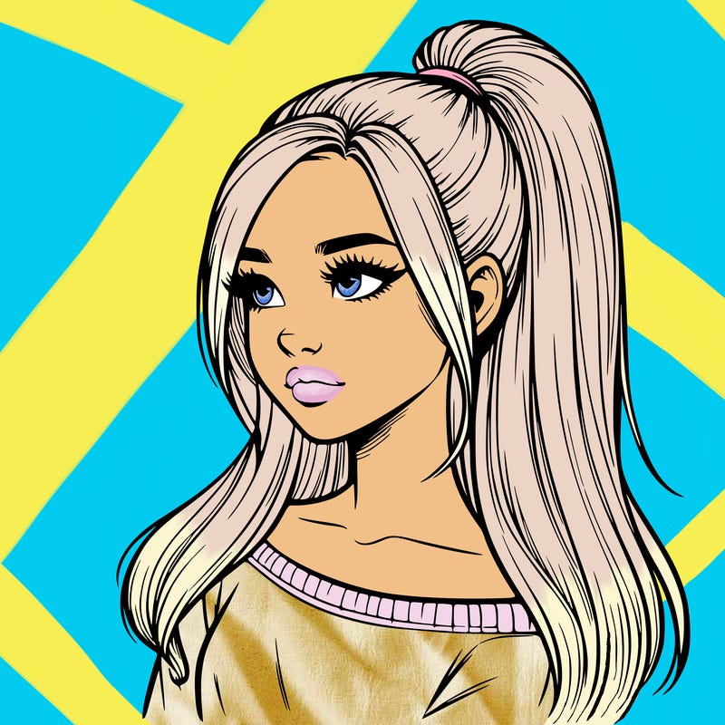 realistic girl with a high ponytail