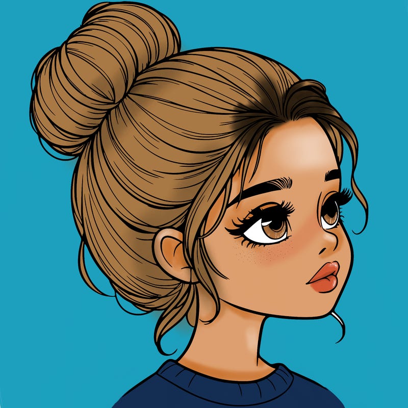 realistic girl with bun