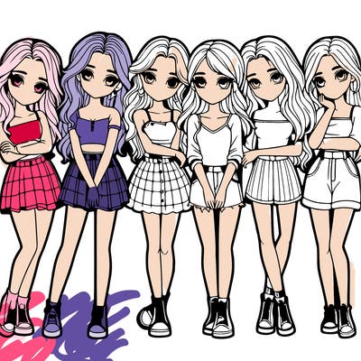 a group of girls realistic