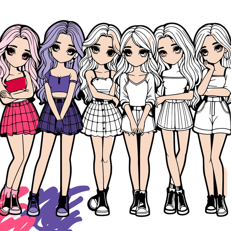 a group of girls realistic