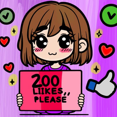 a girl with a sign saying 100 likes, please