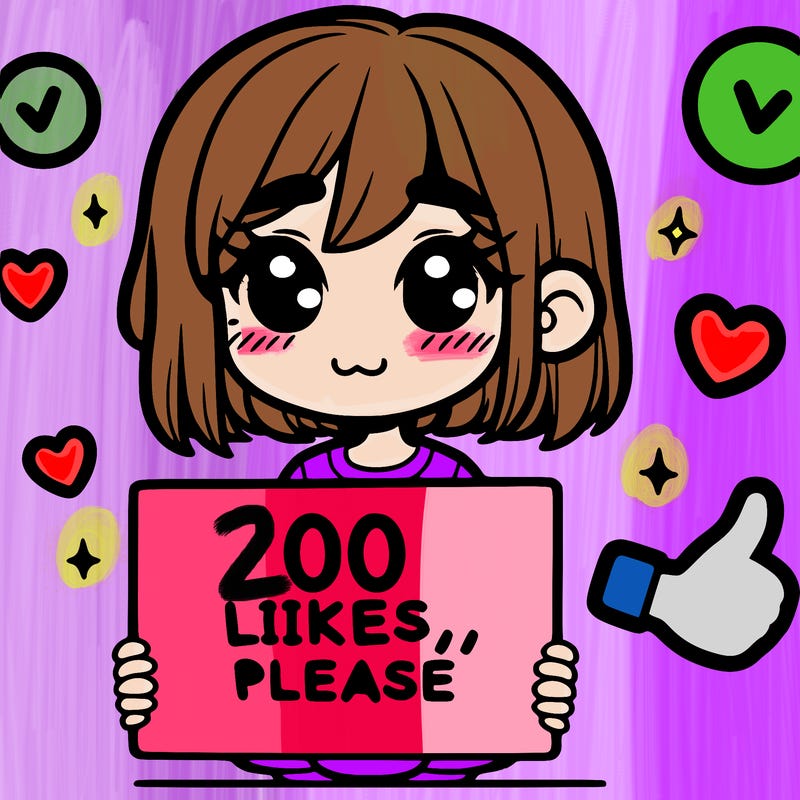 a girl with a sign saying 100 likes, please
