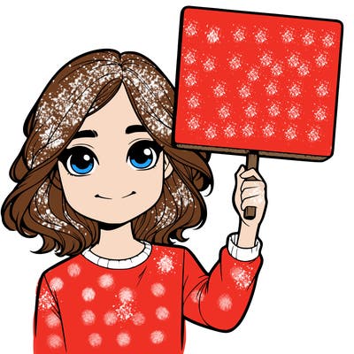 realistic girl holding up a sign