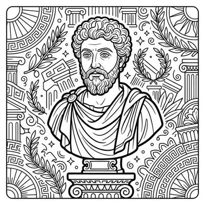 Journey back to ancient times with this detailed coloring page of a classical historical figure sculpture. Perfect for art enthusiasts and history buffs, this design combines education with creative fun.