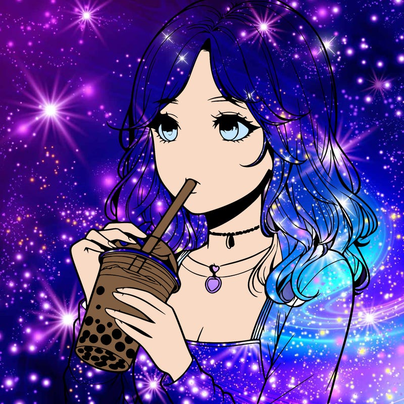 realistic girl drinking boba tea