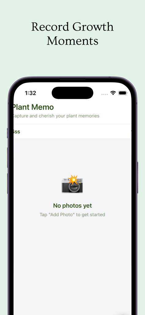 Plant Friend - Pantalla de la aplicación Plant Friend para registrar momentos de crecimiento de plantas.