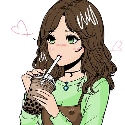 realistic girl drinking boba tea