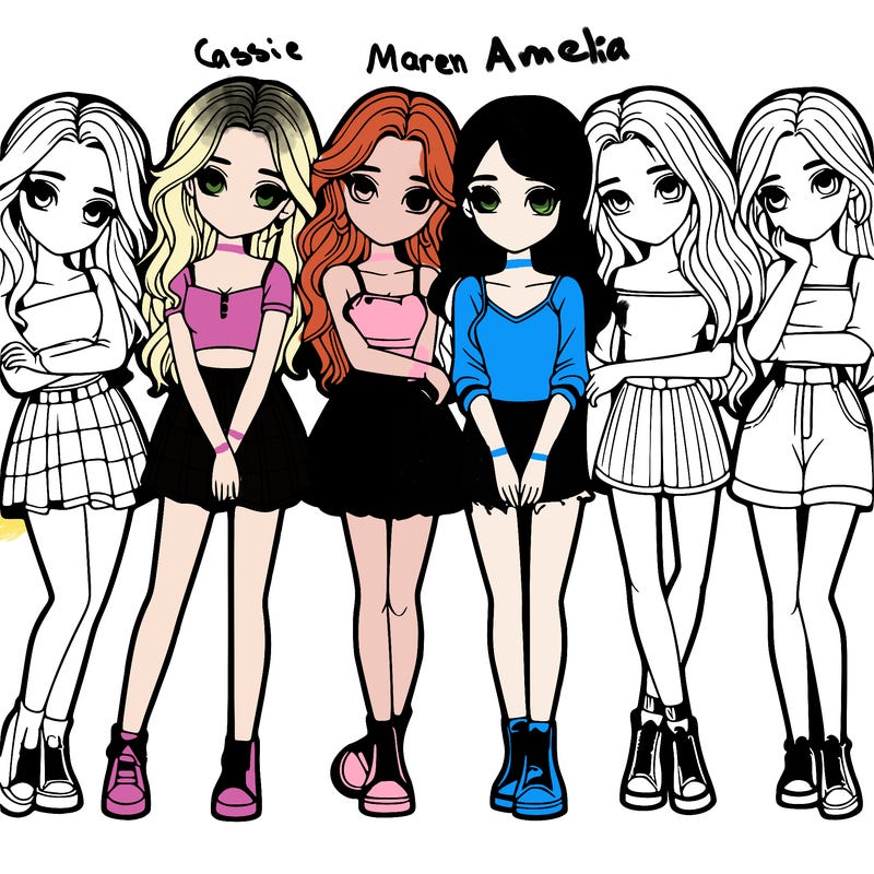 a group of girls realistic