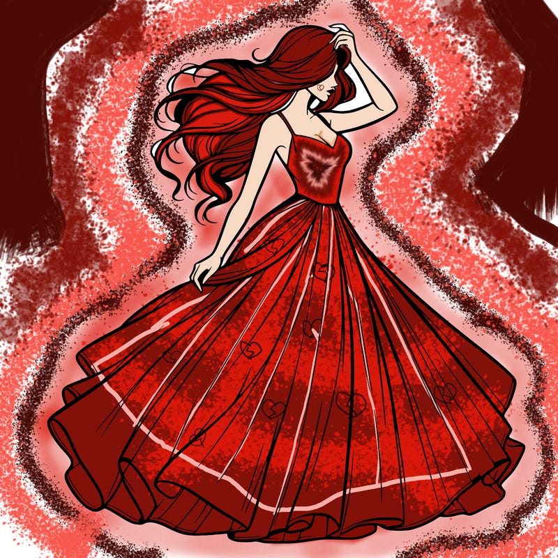 realistic woman with dress flowing in the wind