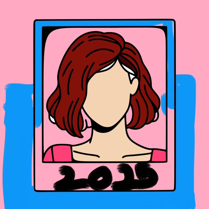 a polaroid portrait of swift's face cut off at the eyes