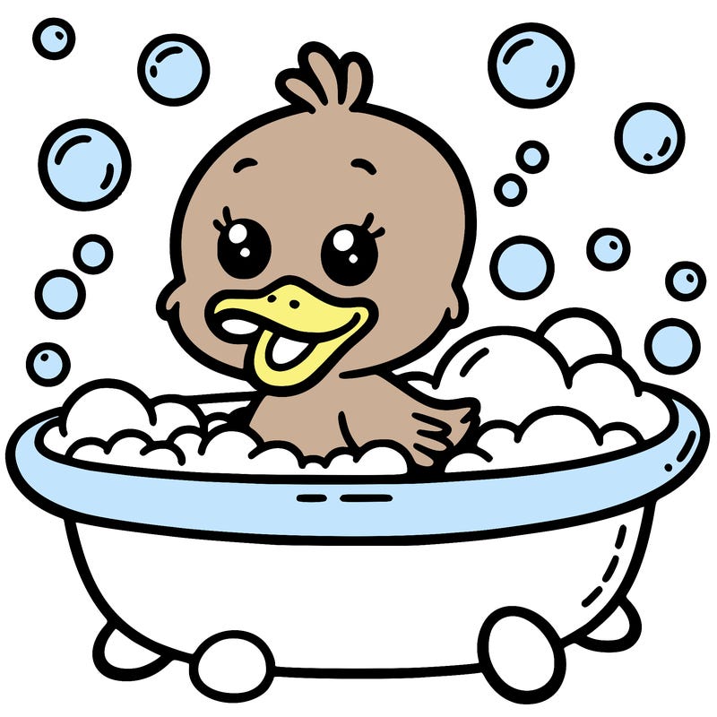 duck in a bubble bath